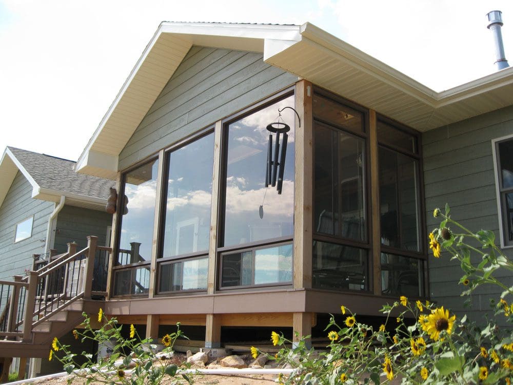 Recently installed residential windows for a sunroom