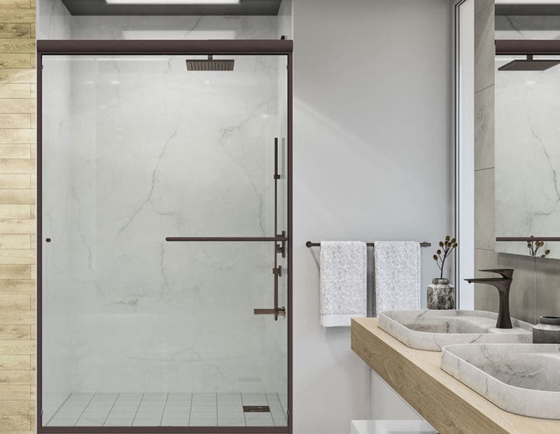 Agalite glass shower door from the Silhouette Collection