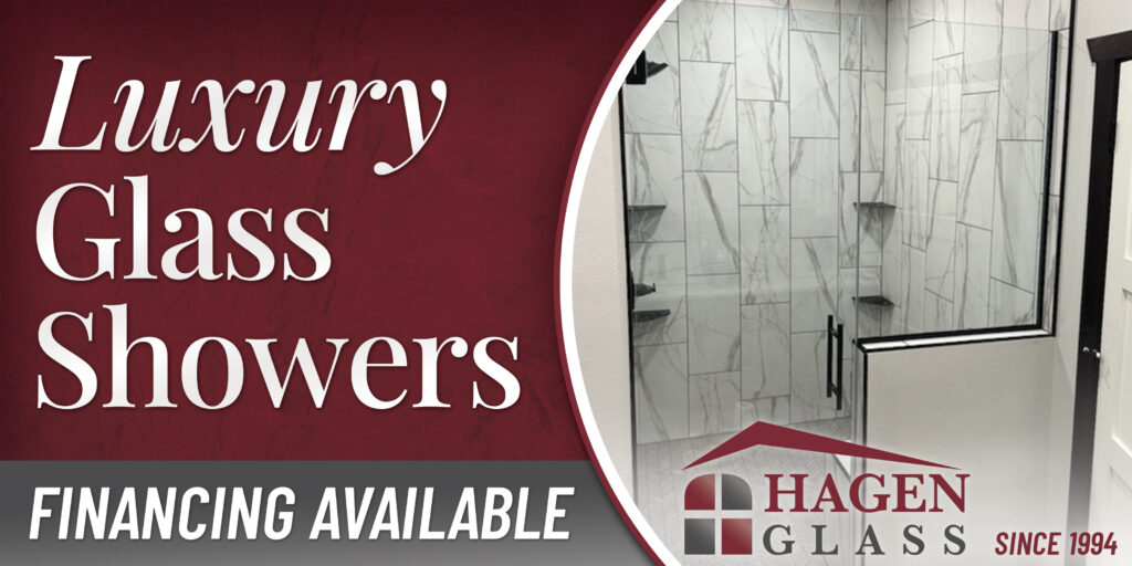 Luxury showers by Hagen Glass financing available graphic